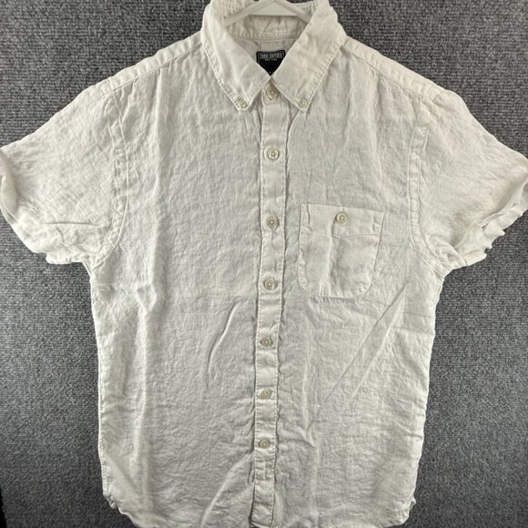 Todd Snyder White Button Up Shirt Men Short Sleeve All Linen Small Portugal - Picture 1 of 15